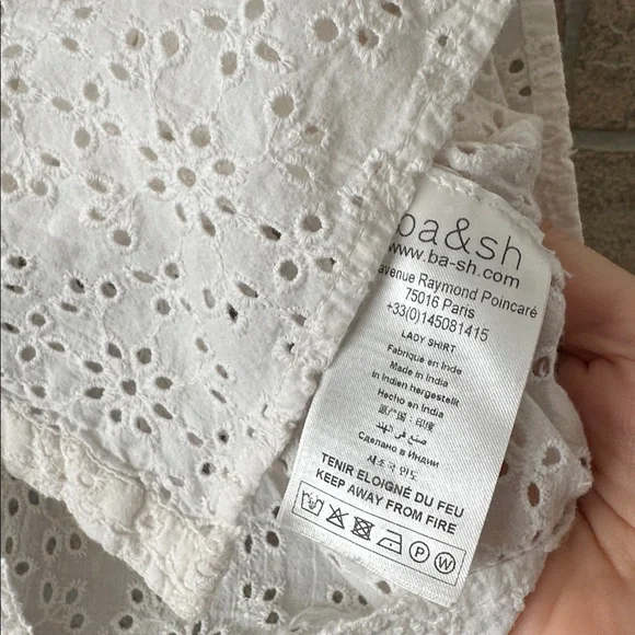 Ba&sh Sparro Cotton Eyelet Shirt Small Feminine - Picture 5 of 7